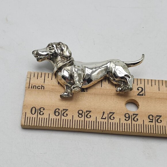 Silver Tone Dachshund Dog Pin Brooch Vintage - Picture 5 of 5